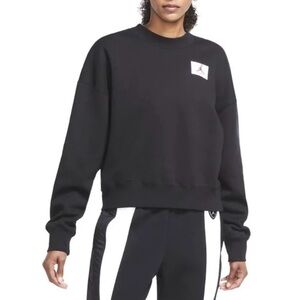 Jordan Flight Women's Crew Neck Sweatshirt Black Athletic Oversized Fit XS